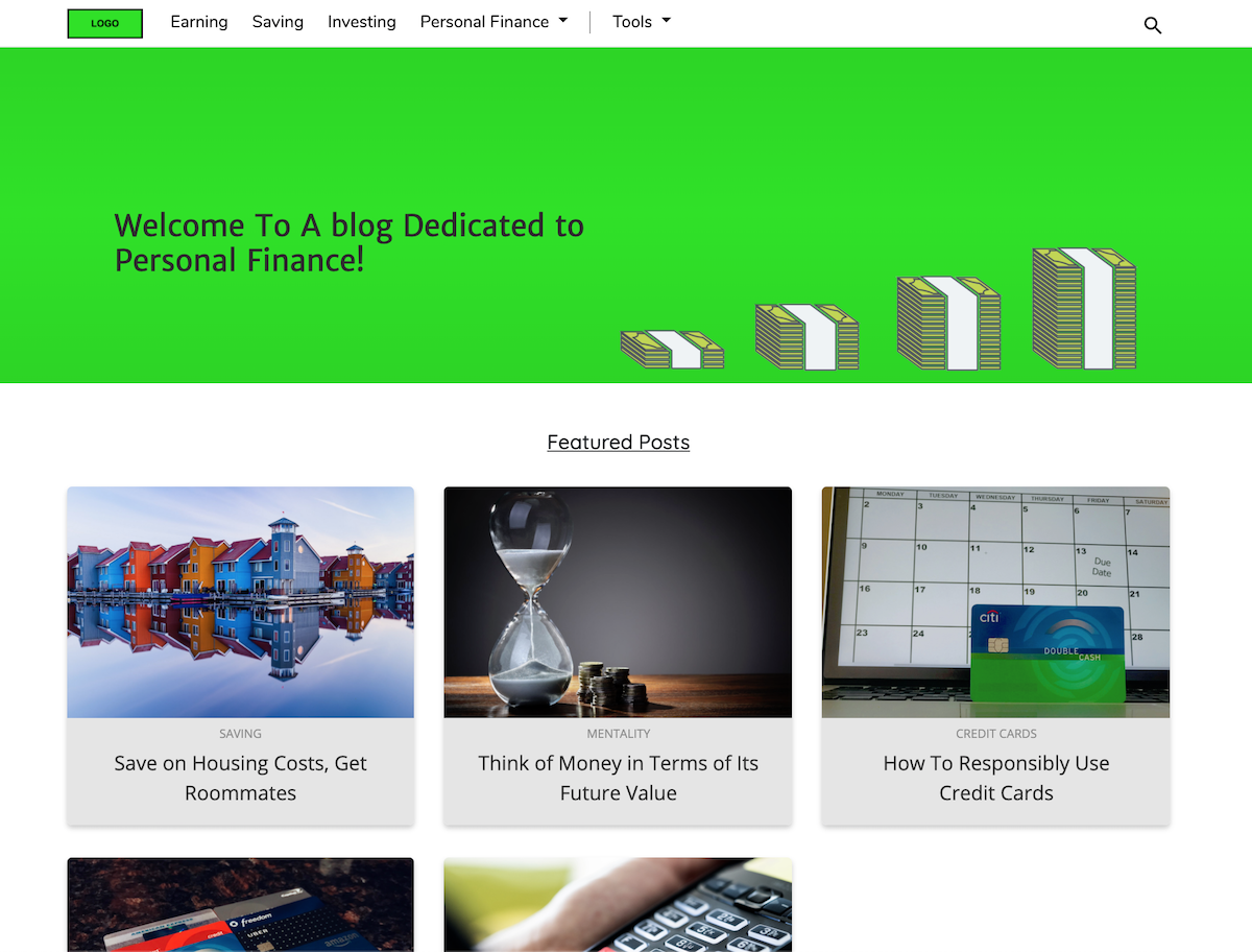 Screenshot of Personal Finance Blog Project